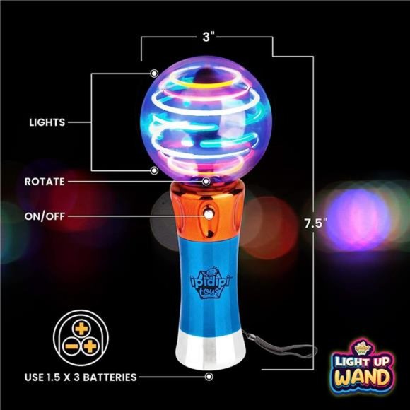 Spinning LightUp Wand for Kids in GiftBox,Rotating LED BallToy,Stocking Stuffers - Picture 3 of 6